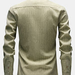 Long Sleeve Stripe Linen Button Up Shirt
