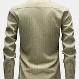 Long Sleeve Stripe Linen Button Up Shirt