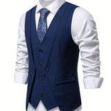 V NECK BUTTON VEST FOR MEN