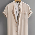 CREW NECK BUTTON SHIRT FOR MEN