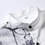 Traditional Oriental Ink Painting Print Shirt & Drawstring Swim Shorts Set