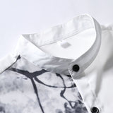 Traditional Oriental Ink Painting Print Shirt & Drawstring Swim Shorts Set