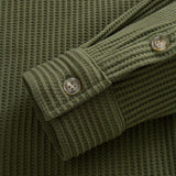 Long Sleeved Waffle Button Up Shirt