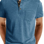 COTTON BLEND HENLEY TOP FOR MEN