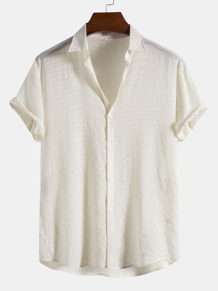 Textured Fabric Short Sleeve Shirt