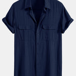 Linen Rayon Blend Pocket Utility Shirt & Straight Leg Linen Pants Set