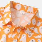 Halloween Ghost Print Button Up Shirt