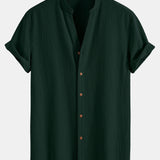 Crinkled Textured V Neck Shirt