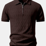 Twisted Jacquard Zipper Knit Polo & Slim Fit Tapered Trousers Set