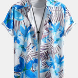 Flower Plants Print Shirt & Swim Shorts Set