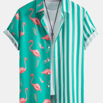 Flamingo Stripe Panel Shirt & Swim Shorts Set