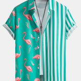 Flamingo Stripe Panel Shirt & Swim Shorts Set