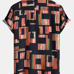 Color Block Print Button Up Shirt