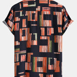Color Block Print Button Up Shirt
