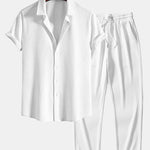 Muscle Fit Ribbed Shirt & Straight Leg Ribbed Pants Set