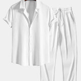 Muscle Fit Ribbed Shirt & Straight Leg Ribbed Pants Set
