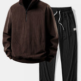 Quarter Zip Corduroy Raglan Sleeve Sweatshirt & Corduroy Pants Set