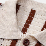 Stripe Eyelet Knitted Shirt