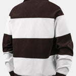 Contrast Corduroy Polo Sweatshirt & Corduroy Jogger Pants Set