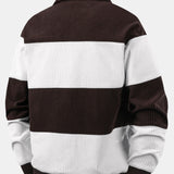 Contrast Corduroy Polo Sweatshirt & Corduroy Jogger Pants Set