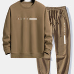 Balance Stripe Print Crew Neck Sweatshirt & Jogging Pants Set