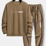 Balance Stripe Print Crew Neck Sweatshirt & Jogging Pants Set