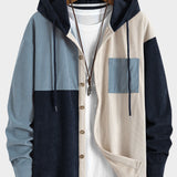 Relax Fit Colorblock Corduroy Hooded Shirt