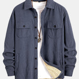 Teddy Lined Corduroy Button Up Overshirt