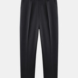 Stripe Johnny Collar Knit Polo & Slim Fit Tapered Trousers Set