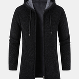 Long Line Textured Hooded Sweater & Chino Cargo Jogger Pants Set