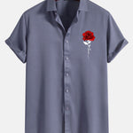 Rose Print Button Up Shirt