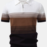Striped Gradient Knitted Polo Shirt & Slim Fit Tapered Trousers Set