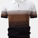Striped Gradient Knitted Polo Shirt & Slim Fit Tapered Trousers Set