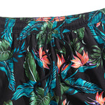 Tropical Plants Print Shirt & Drawstring Swim Shorts Set