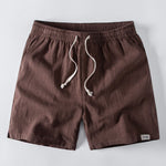 Geometric Jacquard Eyelet Cuban Shirt & Linen Blend Drawstring 7" Shorts Set