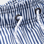 Textured Stand Collar Shirt & Stripe Print Swim Shorts Set