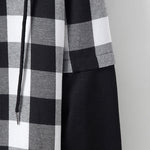 Contrast Plaid Drawstring Hooded Shirt