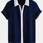 Contrast Ribbed Button Up Shirt