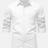 Long Sleeve Linen Cotton Blend Shirt with Pocket
