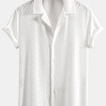 Muscle Fit Diamond Texture Cuban Shirt & Straight Leg Linen Pants Set