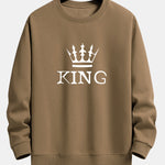King Crown Print Relax Fit Crew Neck Sweatshirt & Jogging Pants Set