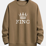 King Crown Print Relax Fit Crew Neck Sweatshirt & Jogging Pants Set
