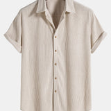 Corduroy Button Up Short Sleeved Shirt