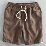 V Neck Linen Rayon Blend Shirt & Linen Cotton Blend Drawstring Shorts Set