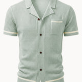 Contrast Trim Open Knit Shirt
