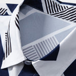 Color Block Geometry Print Button Up Shirt