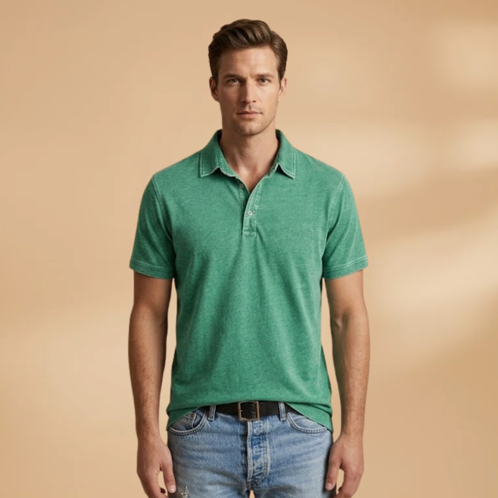 Men's Polo Shirt with Classic Collar and Relaxed Fit