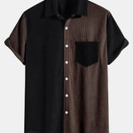 Short Sleeve Two-Tone Corduroy Shirt & Corduroy Shorts Set