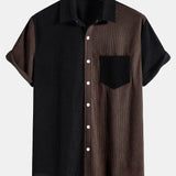 Short Sleeve Two-Tone Corduroy Shirt & Corduroy Shorts Set