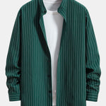 Long Sleeve Stand Collar Striped Shirt